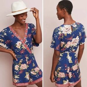 Farm Rio for Anthropologie Estelle Floral Jersey Romper size small